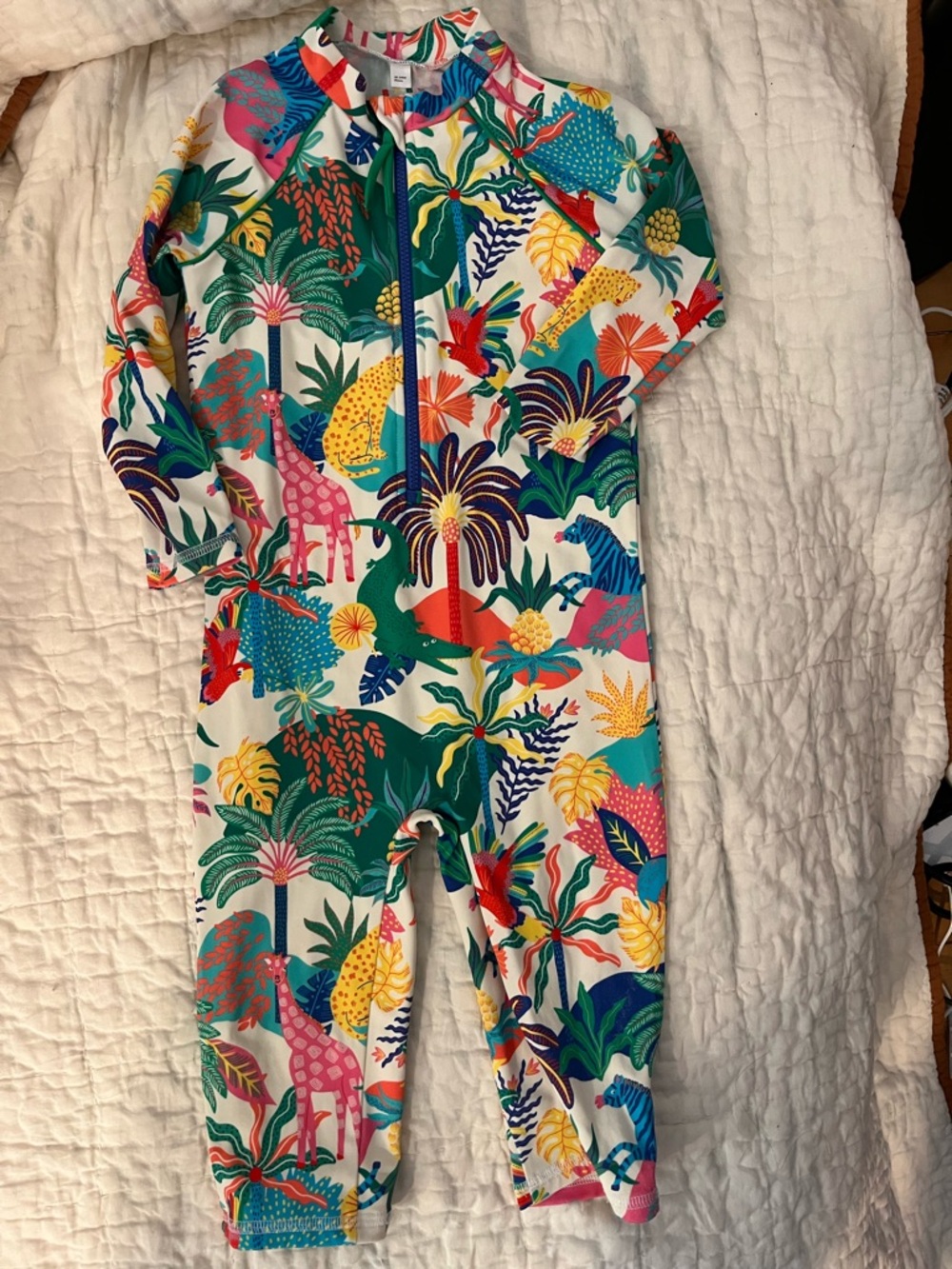 Mini Boden swimsuit with hat. Size 18-24 months.